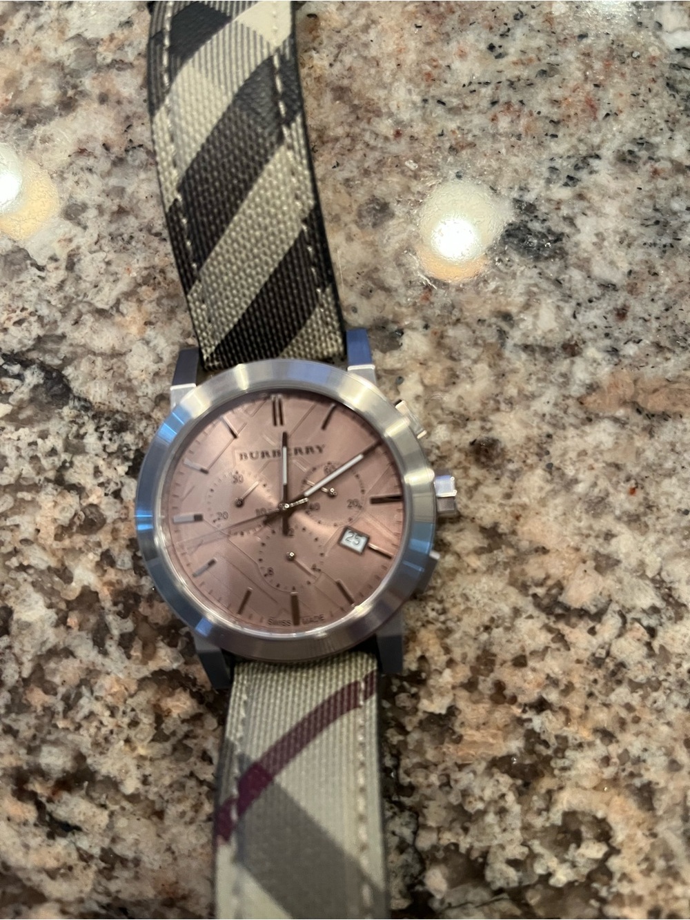 Burberry BU9361 Fabric Strap Brown Dial Men's Impressed Check Dial Watch - Picture 7 of 11
